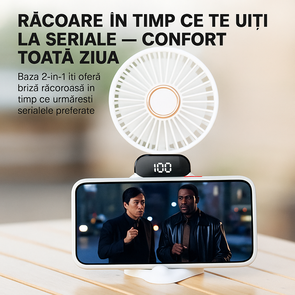 Ventilator Portabil cu 5 Viteze și USB - Mic. Puternic. Răcoritor.