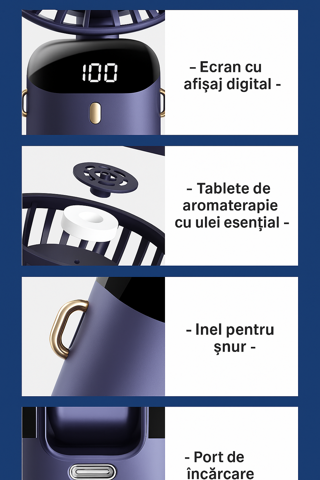 Ventilator Portabil cu 5 Viteze și USB - Mic. Puternic. Răcoritor.